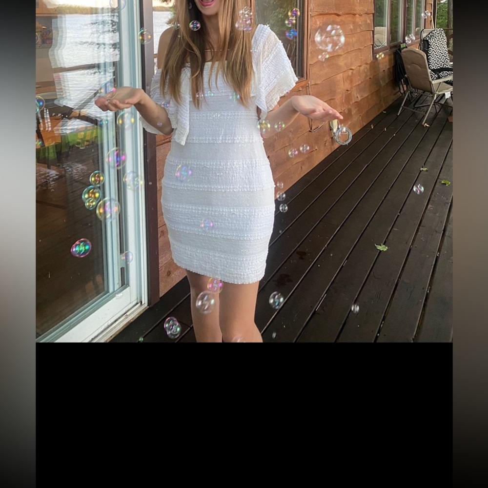 White and off-white lace dress